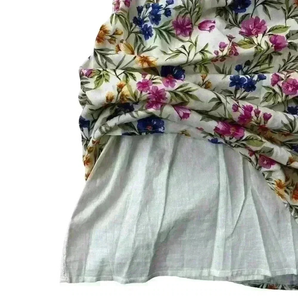 NWT EN SAISON Valeria Halter Strappy Ruched Floral Cotton Mini Dress Women Small - Picture 6 of 10